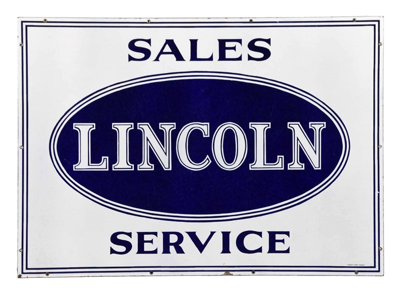 LINCOLN SALES SERVICE PORCELAIN SIGN.                   