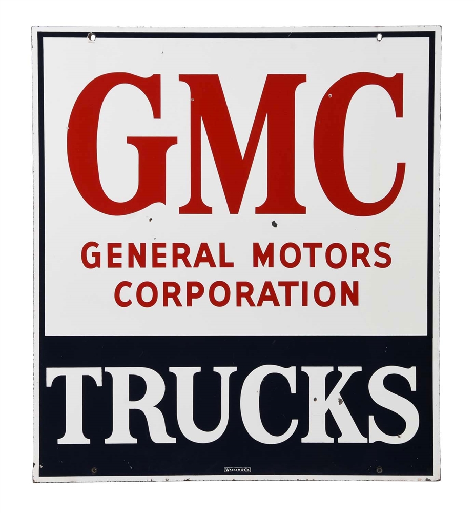 GMC TRUCKS PORCELAIN SIGN.                              