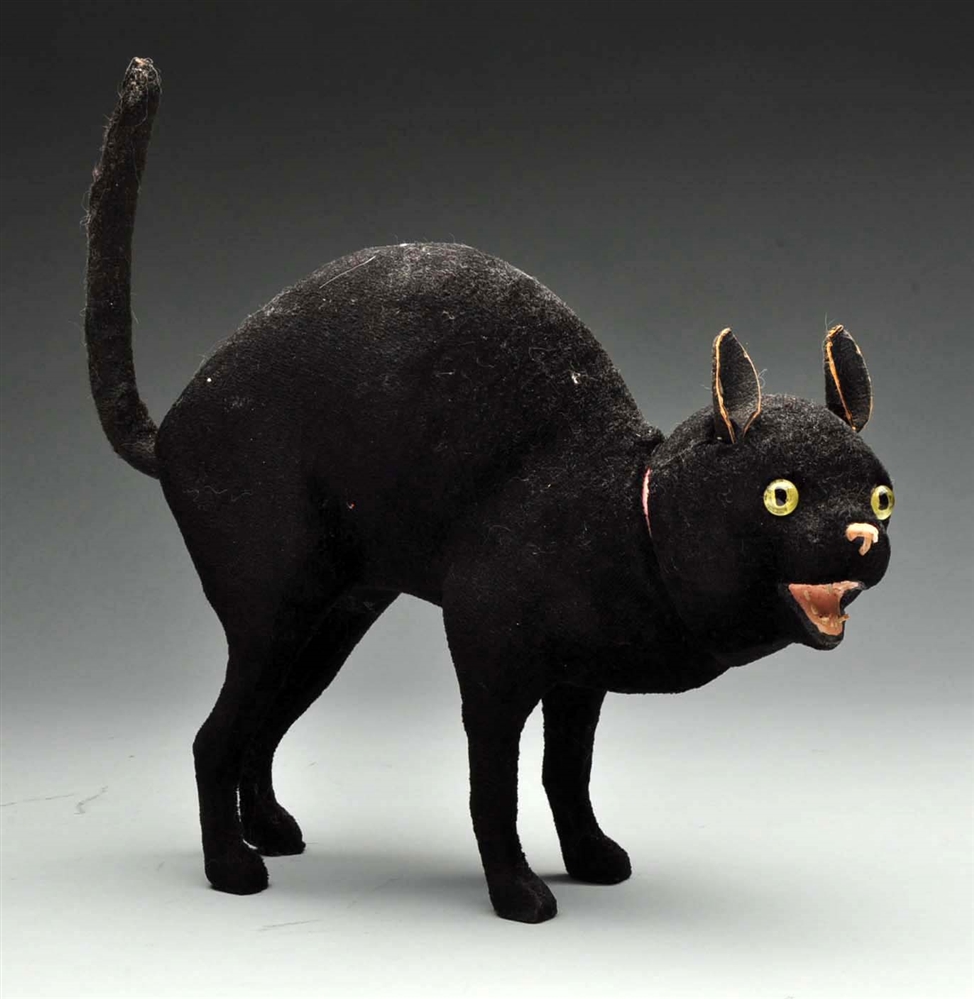 RARE SIZE BLACK CAT HALLOWEEN GERMAN CANDY CONTAINER.