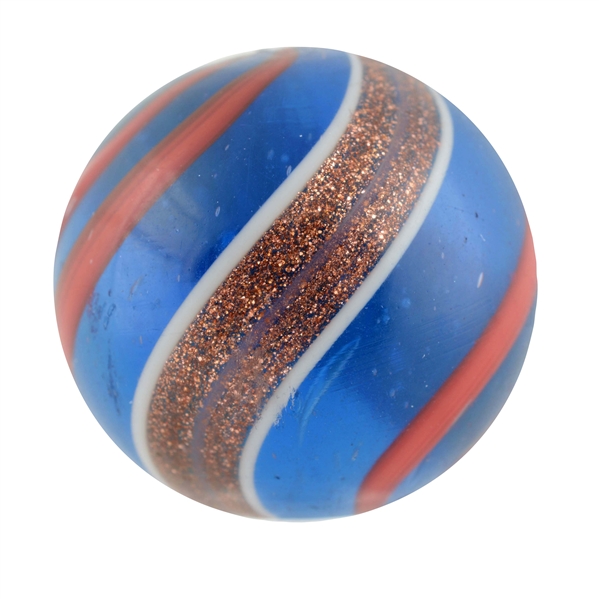 BLUE BASE BANDED LUTZ MARBLE.                     