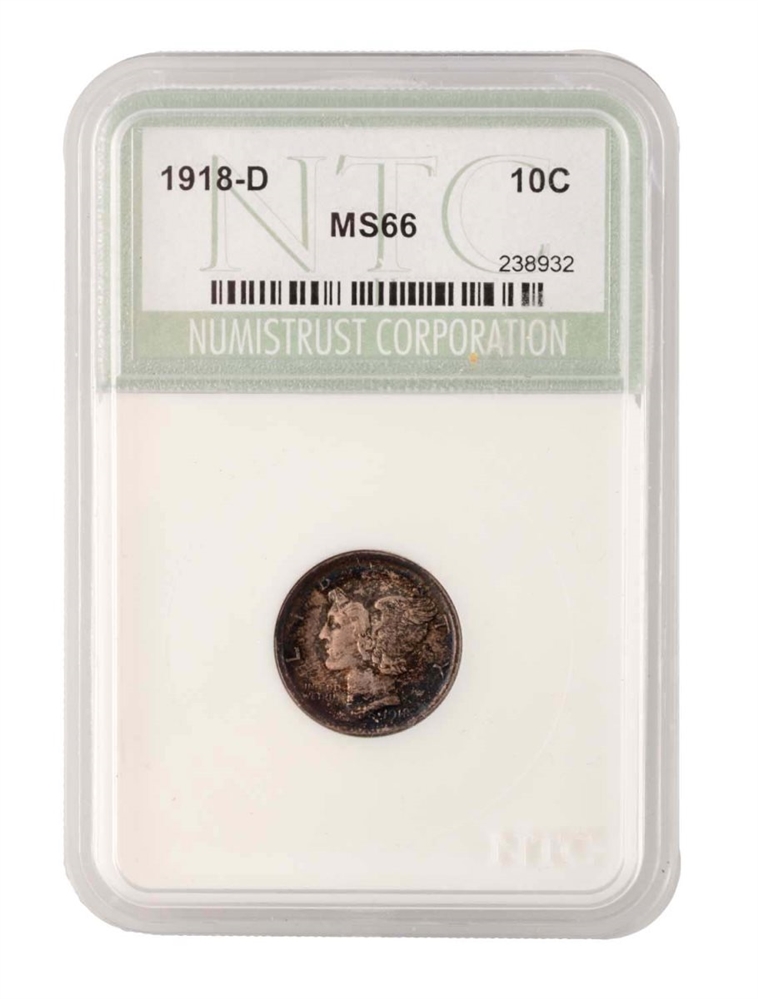 1918 D 10¢ MERCURY.                               