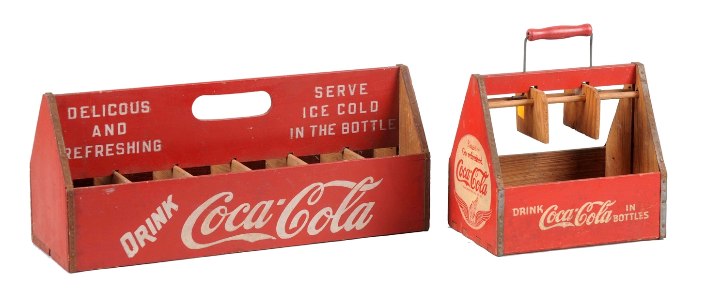 LOT OF 2: EARLY COCA-COLA WOODEN CARRIERS.