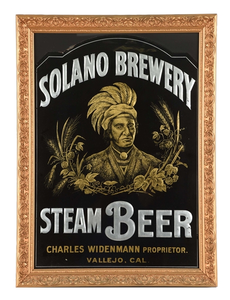 SOLANO BREWERY STEAM BEER EMBOSSED TIN SIGN.