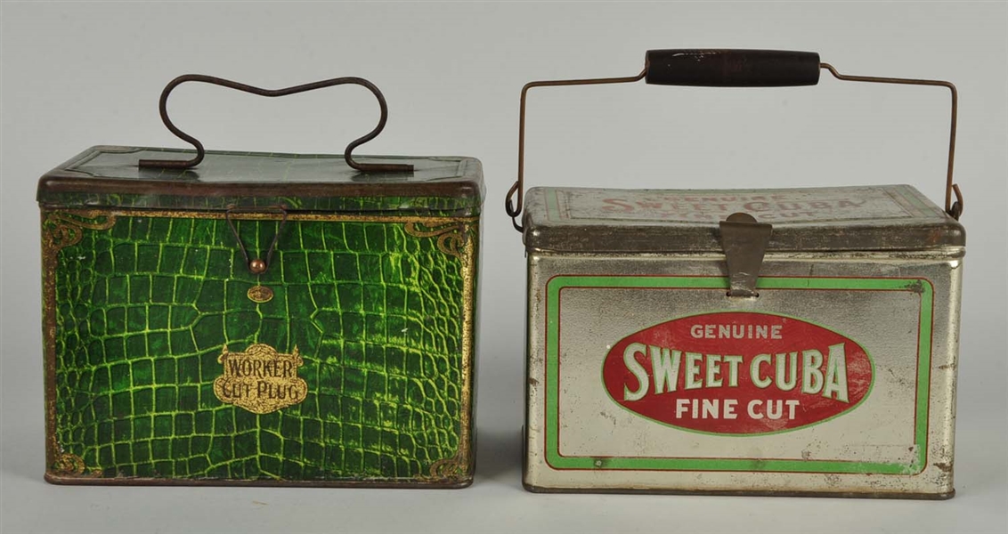 LOT OF 2: WORKER & SWEET CUBA TOBACCO TINS.