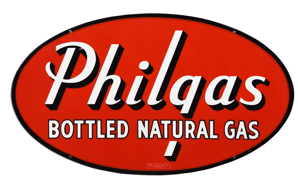 PHILGAS BOTTLED NATURAL GAS OVAL PORCELAIN SIGN.