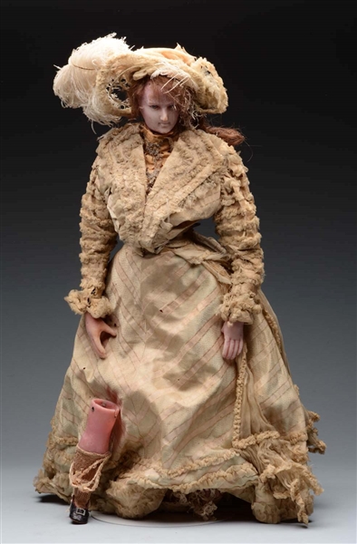 ENGLISH POURED WAX LADY DOLL.                     