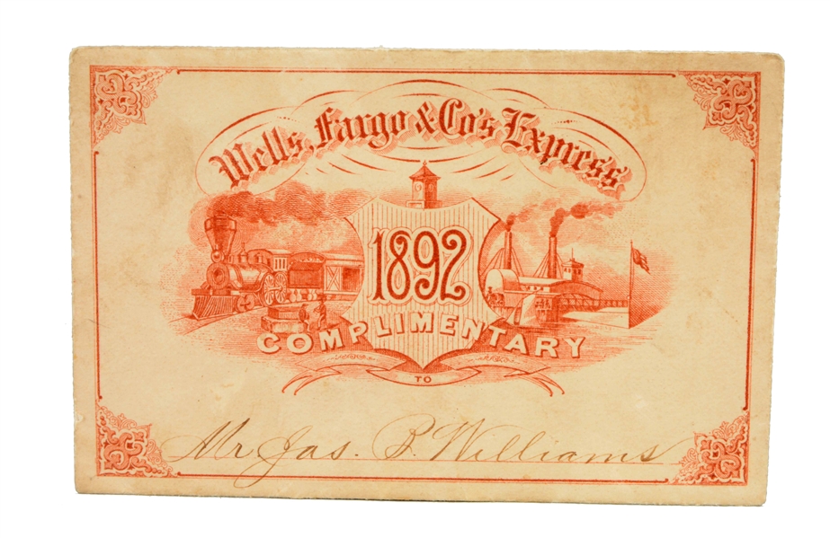 1892 WELLS FARGO & CO. EXCHANGE TICKET ENVOLOPE.