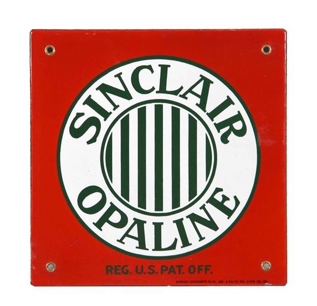 SINCLAIR OPALINE WITH STRIPES PORCELAIN SIGN.                                           