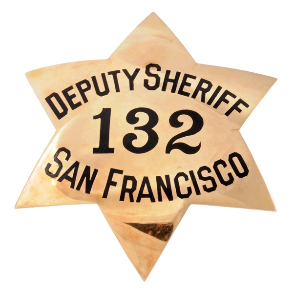 GOLD & ENAMELED DEPUTY SHERIFF 132 BADGE.