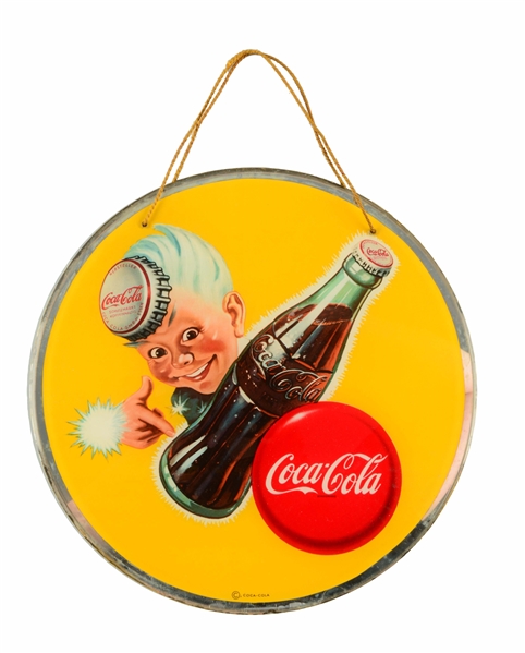1940S COCA-COLA SPRITE BOY REVERSE GLASS SIGN 