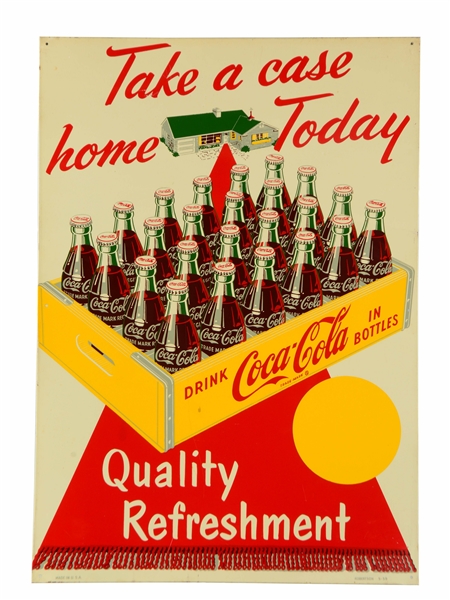 1950S COCA-COLA "TAKE A CASE HOME TODAY" SIGN.