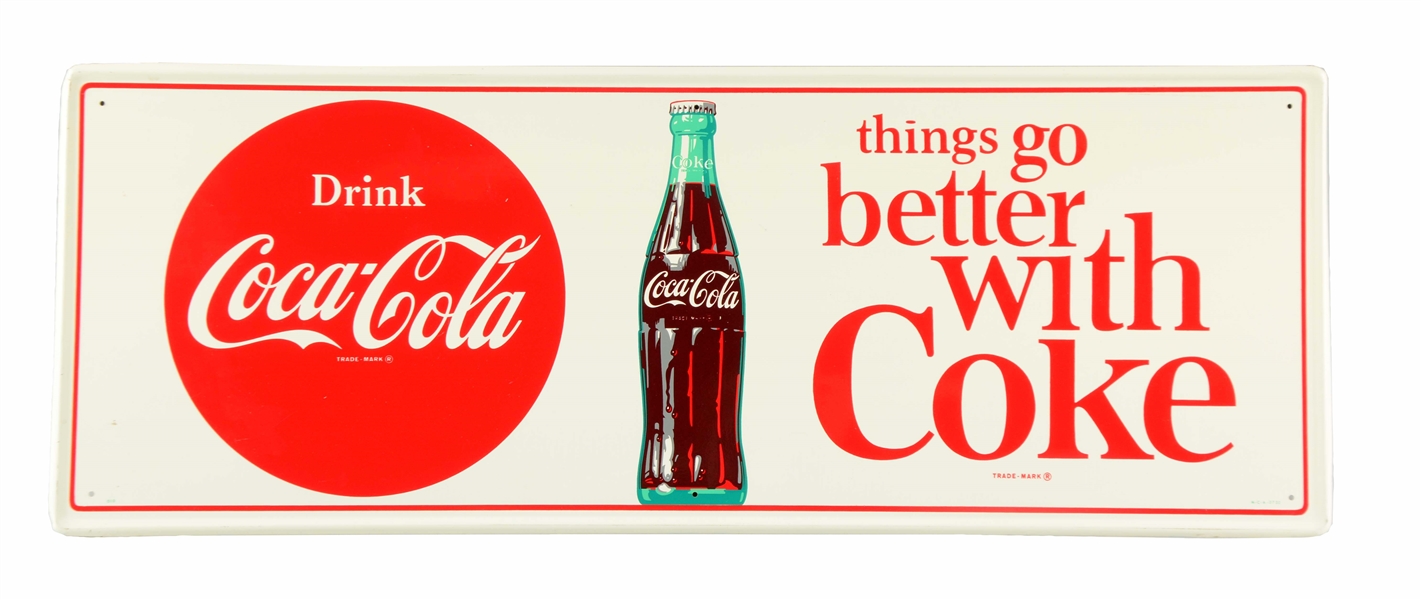 1960S SELF FRAMED COCA-COLA TIN ADVERTISING SIGN.