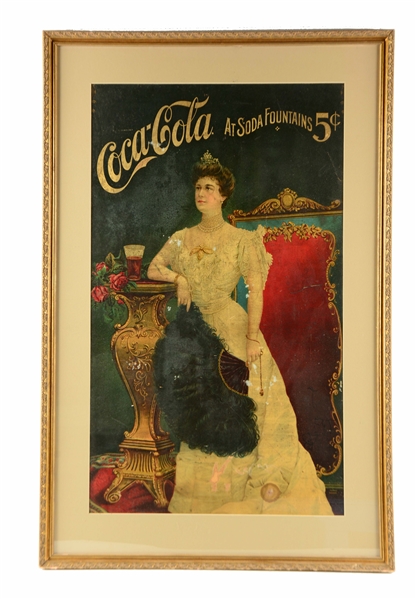 EARLY 1900S COCA-COLA LILLIAN NORDICA CARDBOARD SIGN.