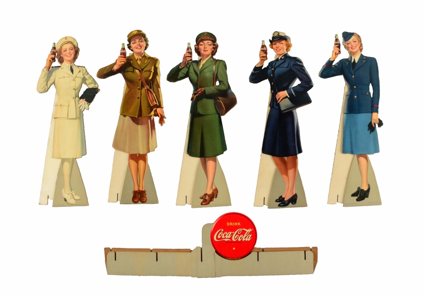 LOT OF 6: 1943 COCA-COLA SERVICE WOMEN ADVERTISING SIGNS.
