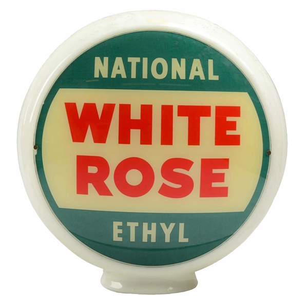 NATIONAL WHITE ROSE ETHYL 13-1/2" GLOBE LENSES.