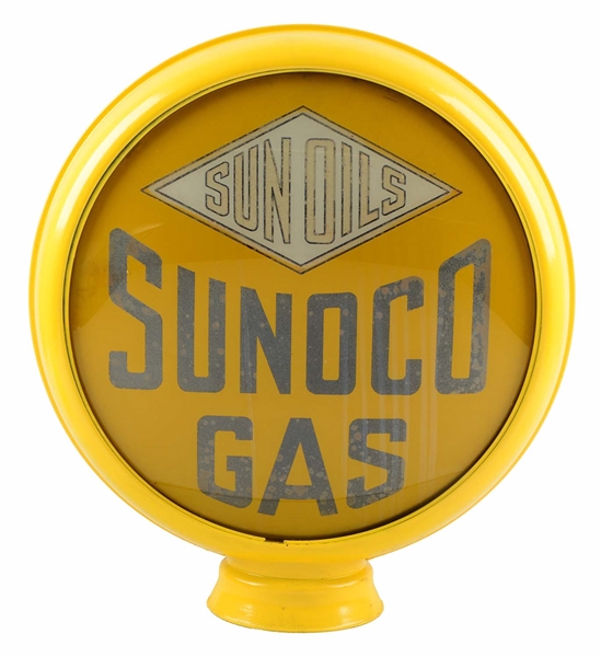 EARLY SUNOCO GAS SUN OILS 15" NON-FIRED GLOBE LENSES.