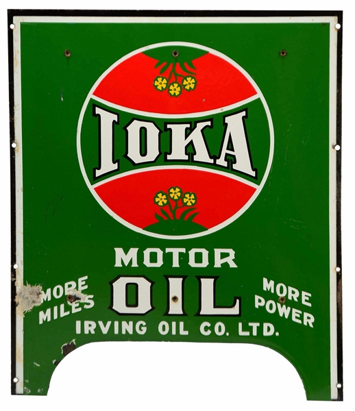 IOKA MOTOR OIL CO. LTD PORCELAIN DIECUT SIGN. 