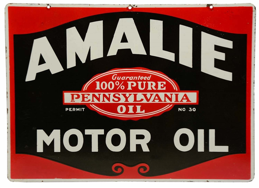 AMALIE MOTOR OIL PORCELAIN SIGN.