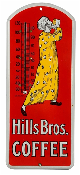 HILLS BROS COFFEE PORCELAIN THERMOMETER.