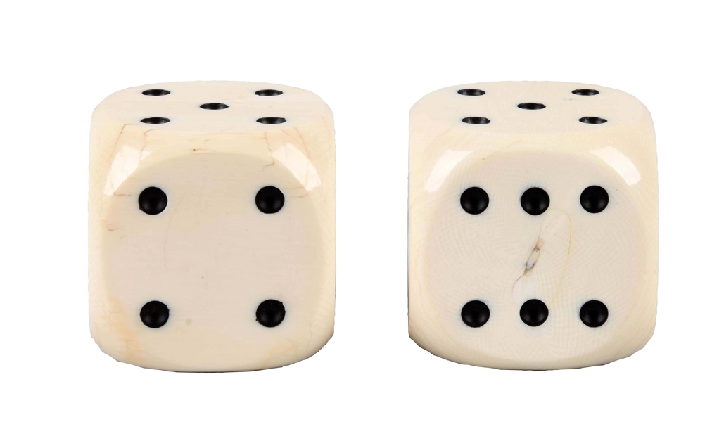 PAIR OF LARGE IVORY DICE.