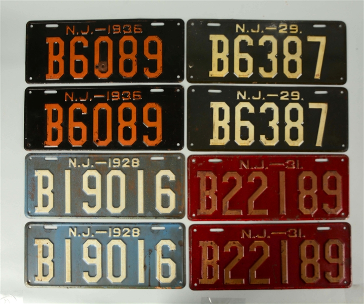 LOT OF 14: SEVEN PAIRS OF NEW JERSEY AUTO LICENSE PLATES.