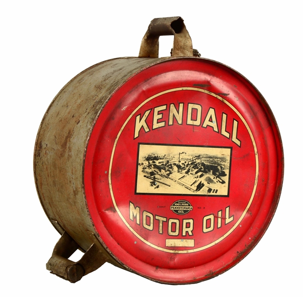 KENDALL MOTOR OIL WITH FACTORY SCENE CAN.