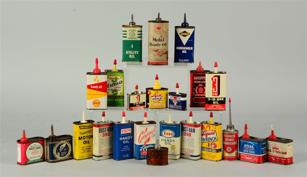 LOT OF 22: HANDY OILERS AND LIGHTER FLUID CANS.