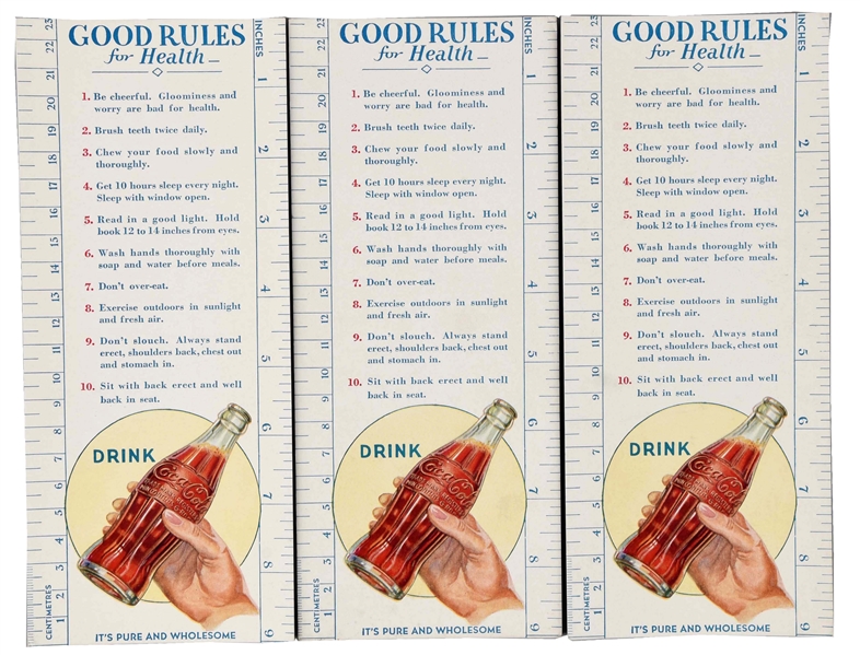 LOT OF 3: COCA - COLA ADVERTISING BLOTTERS WITH RULERS.
