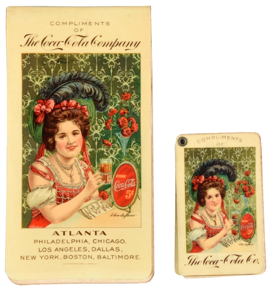 PAIR OF COCA - COLA CELLULOID NOTEPADS.