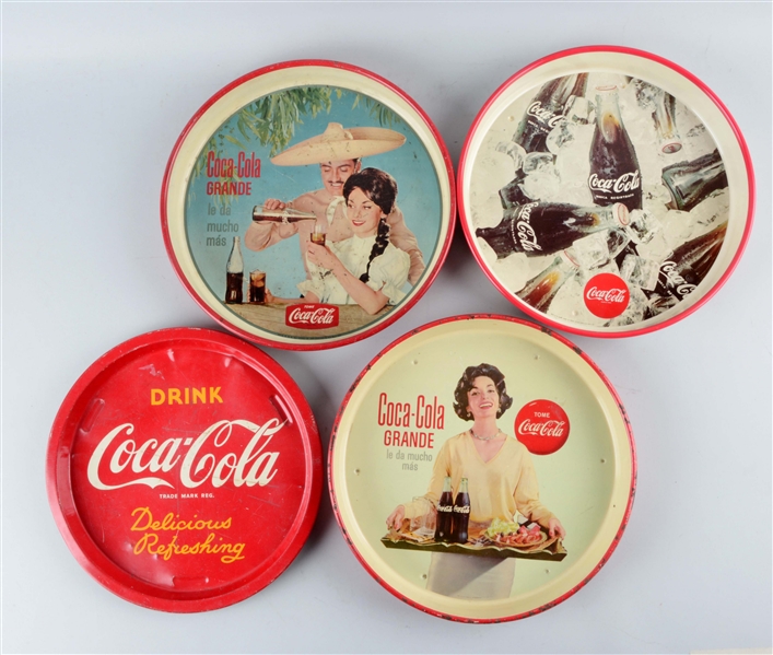 LOT OF 4: COCA-COLA MEXICAN ADVERTISING TRAYS. 