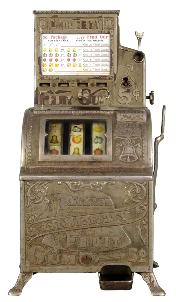 **RARE 5¢ CAILLE LIBERTY PACKAGE GUM SLOT MACHINE 