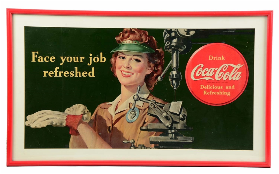 1943 COCA-COLA CARDBOARD ADVERTISING SIGN.