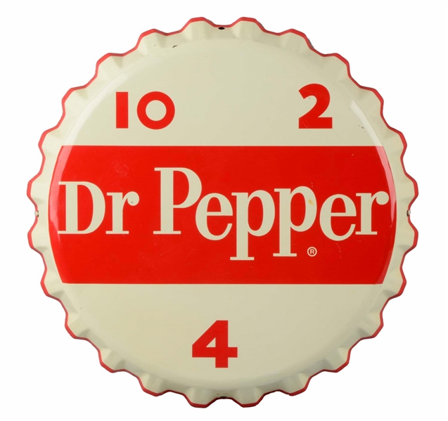 1950S DR. PEPPER FIGURAL BOTTLE CAP SIGN. 