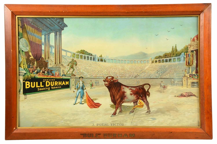 1909 BULL DURHAM TOBACCO LITHOGRAPHED ADVERTISING SIGN. 