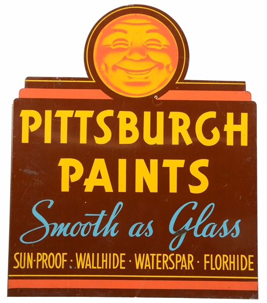 PITTSBURGH PAINTS TIN FLANGE ADVERTISING SIGN.  