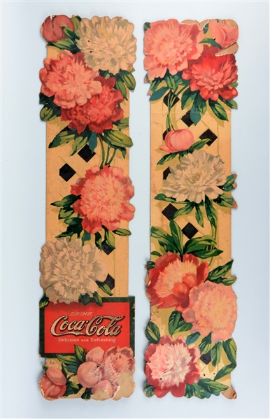 LOT OF 2: COCA-COLA DIECUT ADVERTISING FLOWER SIGNS.