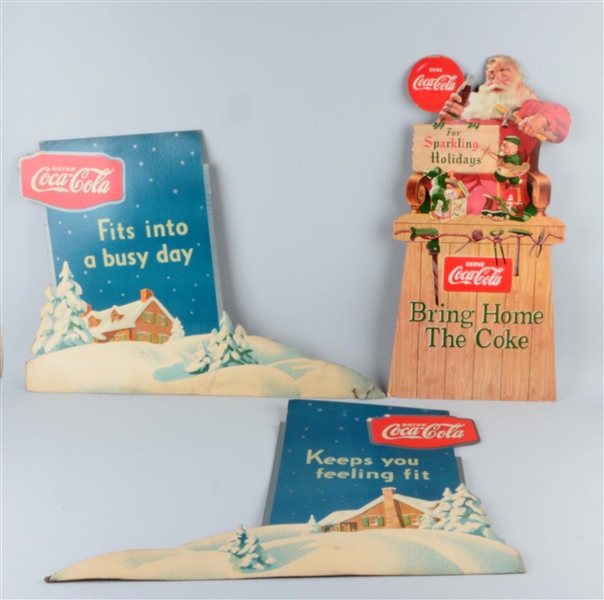 LOT OF 3: COCA-COLA DIECUT ADVERTISING SIGNS.