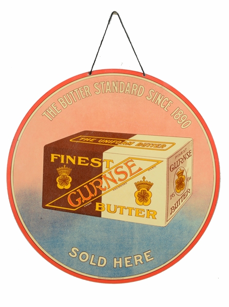 EARLY GURNSE BUTTER TIN LITHO ADVERTISING SIGN.