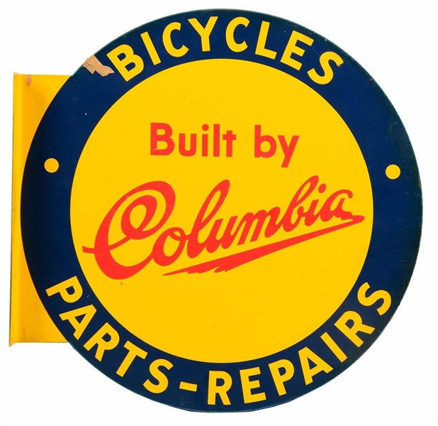 COLUMBIA BICYCLE TIN FLANGE SIGN. 