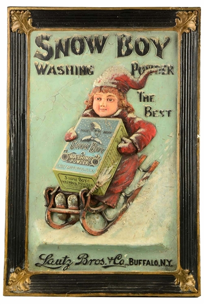 1890S SNOW BOY WASHING POWDER COMPOSITION SIGN.