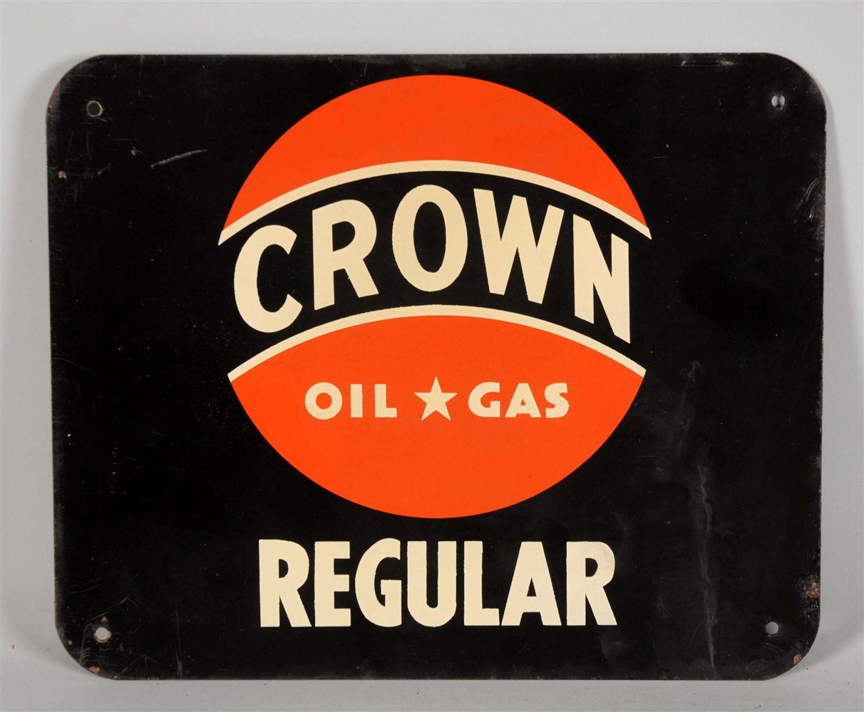 CROWN OIL & GAS TIN ADVERTISING SIGN.