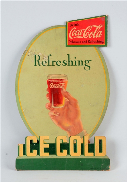 1932 DIECUT COCA - COLA ICE COLD SIGN.