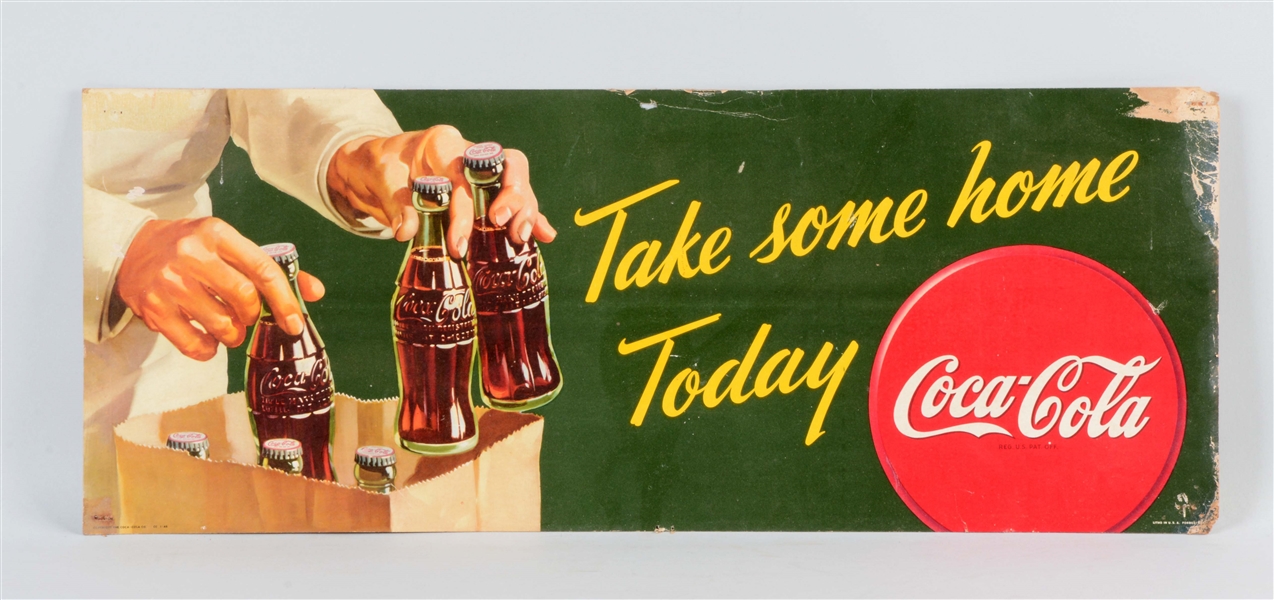 1945 COCA - COLA CARDBOARD ADVERTISING SIGN.