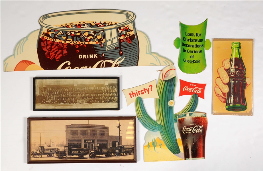 LOT OF 5: COCA-COLA SIGNS & PHOTOGRAPHS.