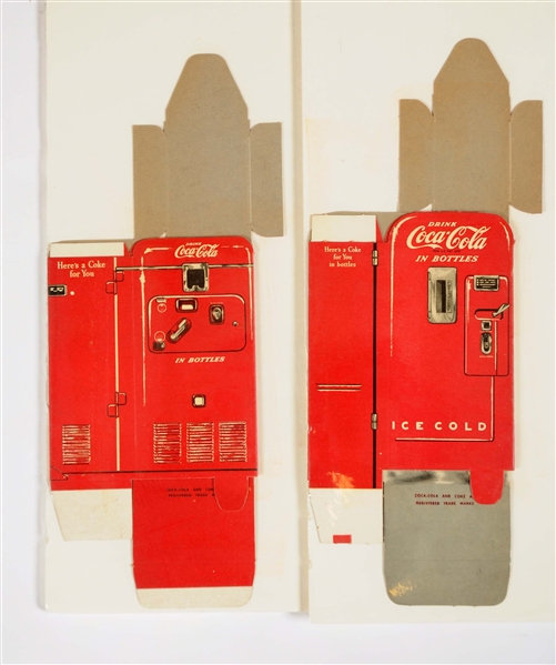 LOT OF 2: COCA-COLA CARDBOARD FOLD UP COKE MACHINES. 