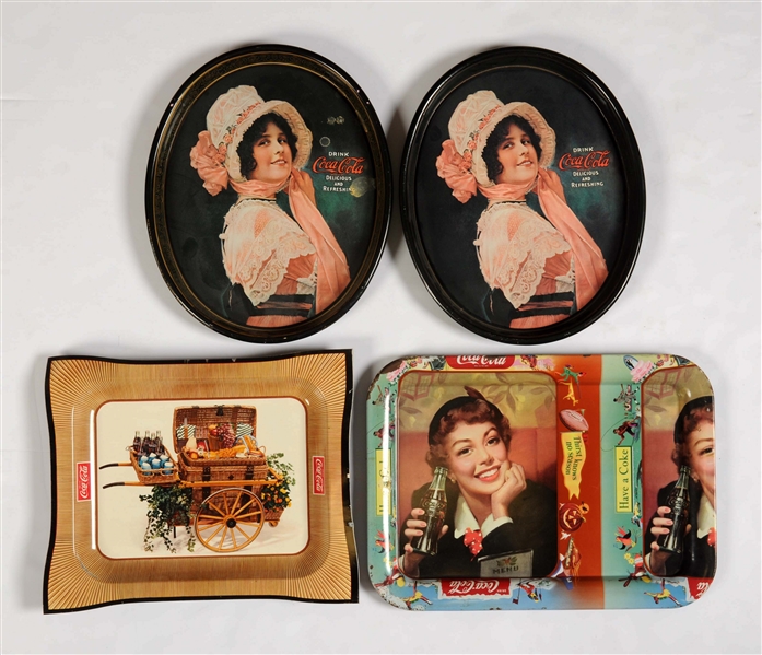 LOT OF 4: ASSORTED COCA - COLA ADVERTISING TRAYS.
