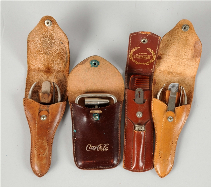 LOT OF 4: COCA-COLA TOOLS IN LEATHER CASE. 