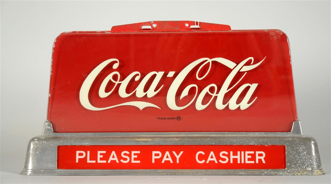COCA - COLA REVERSE PAINTED COUNTERTOP DISPLAY SIGN.