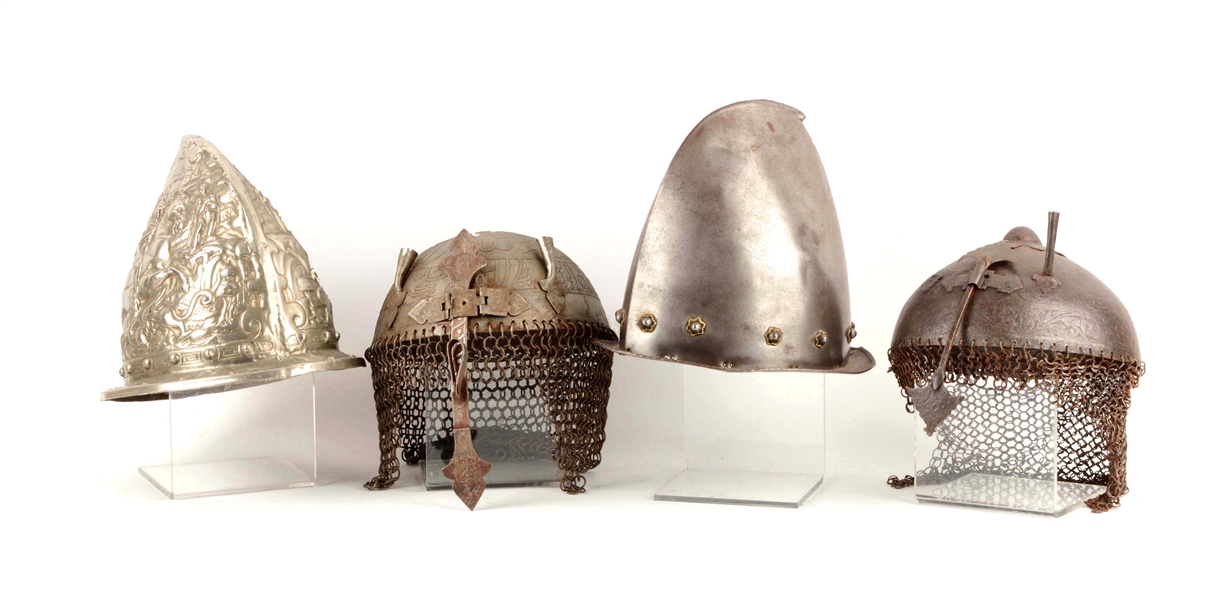 LOT OF 4: REPRODUCTION AND ORIGINAL HELMETS