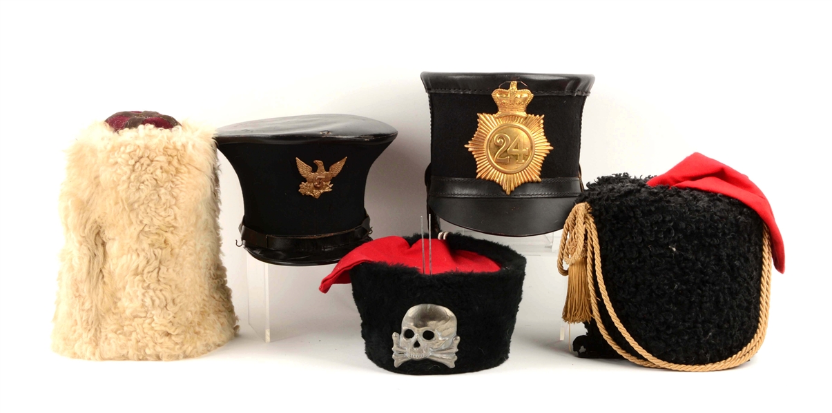 LOT OF 5: REPRODUCTION MILITARY HATS.